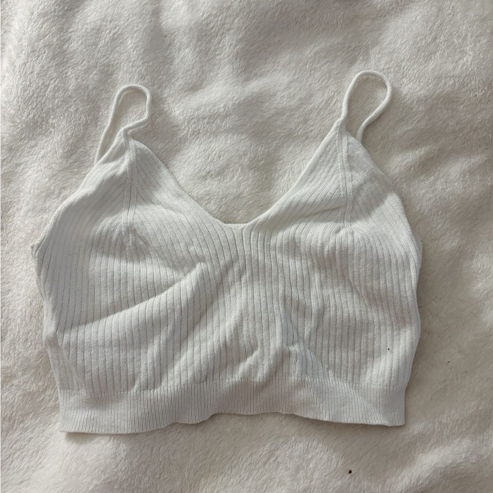 SHEIN White Ribbed Knit Bralette